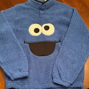 Blue Fleece Pullover with Character Design - Cookie Monster